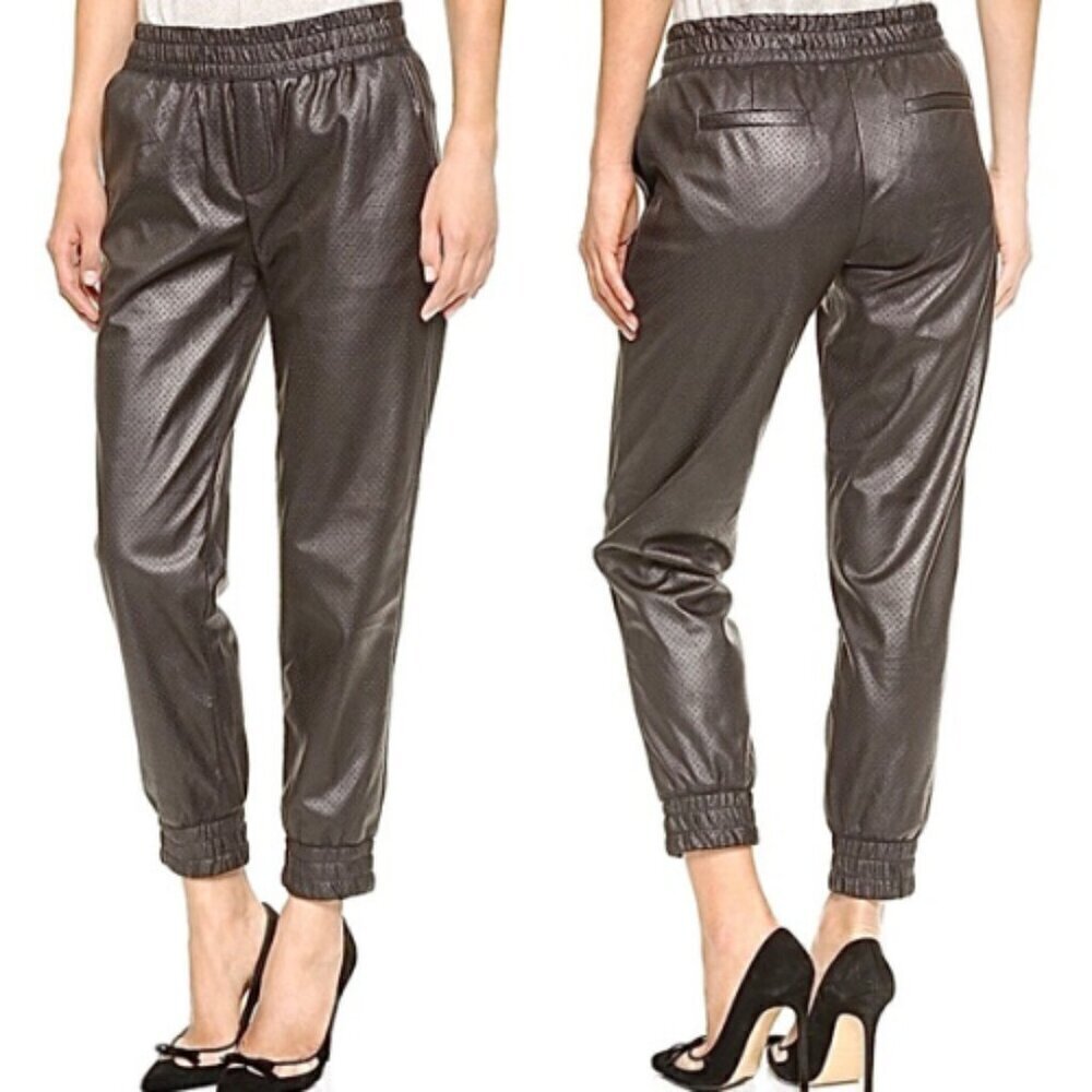 Club Monaco Colbi Faux Leather Perforated Jogger Pants 28926
